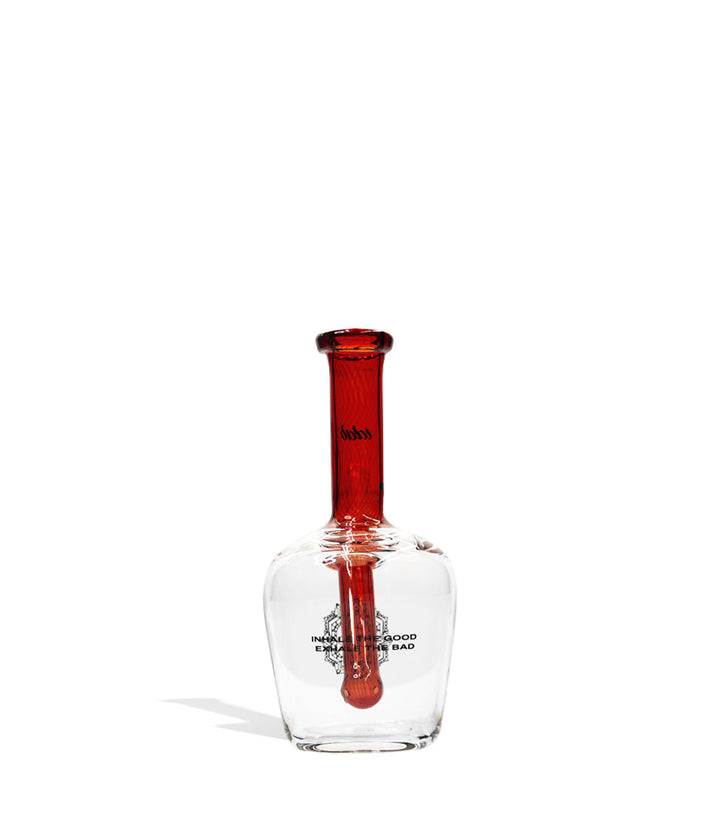 Red iDab Small 10mm Worked Henny Bottle Water Pipe Back View on White Background