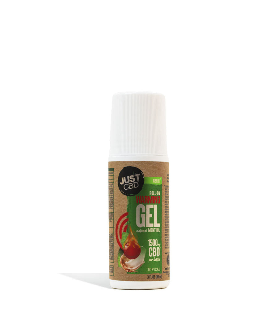 1500mg Just CBD Roll On Warming Relief Gel on white studio background