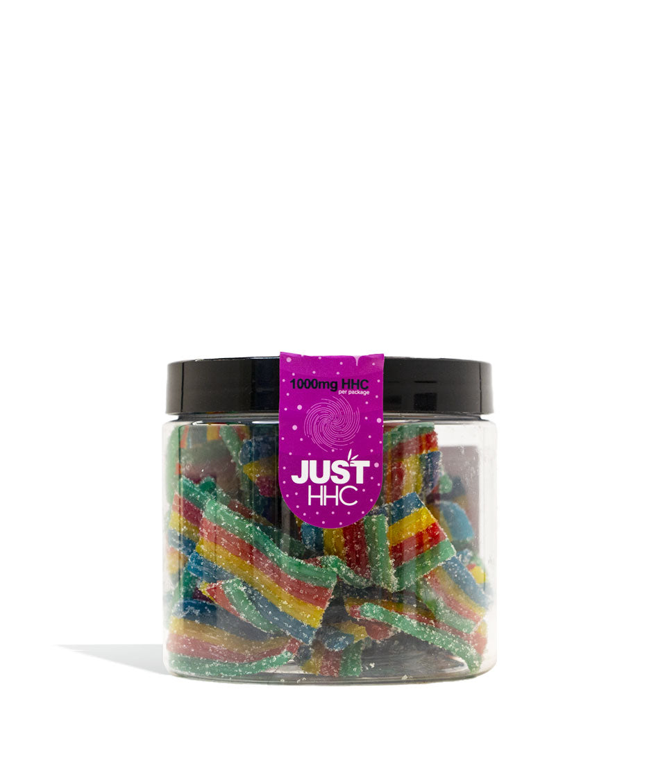 Rainbow Just CBD 1000mg HCC Gummies on white studio background