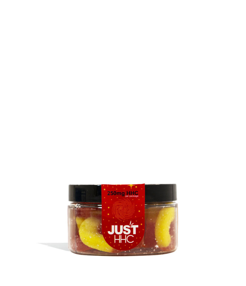 Peach Rings Just CBD 250mg HCC Gummies on white studio background
