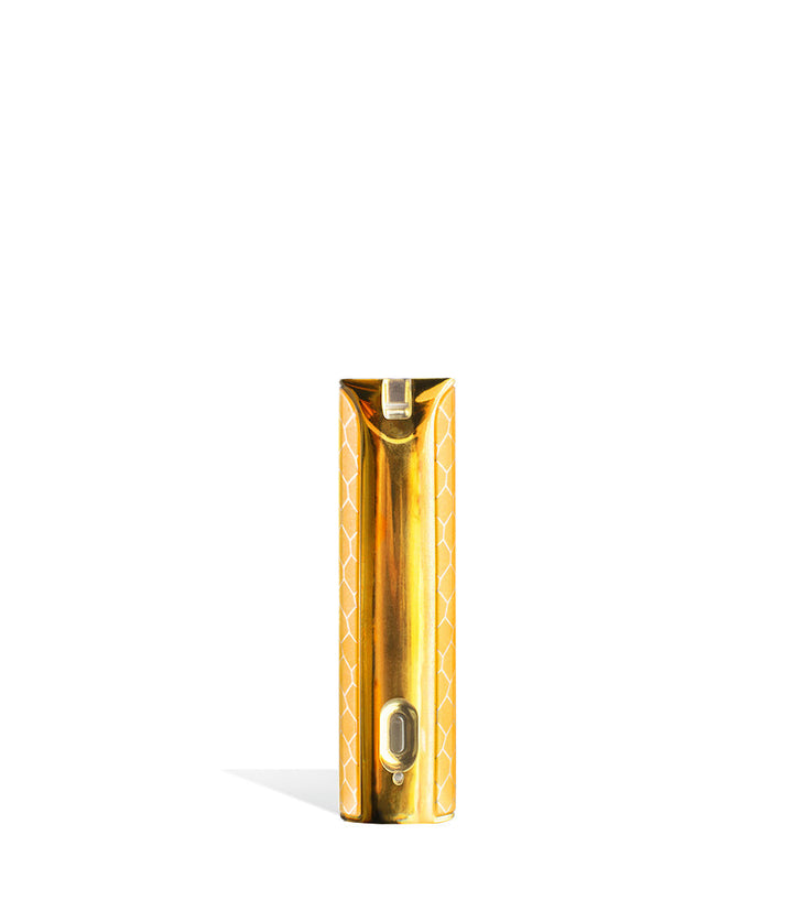 Gold Cobra button view Exxus Vape MiCare Cartridge Vaporizer on white studio background