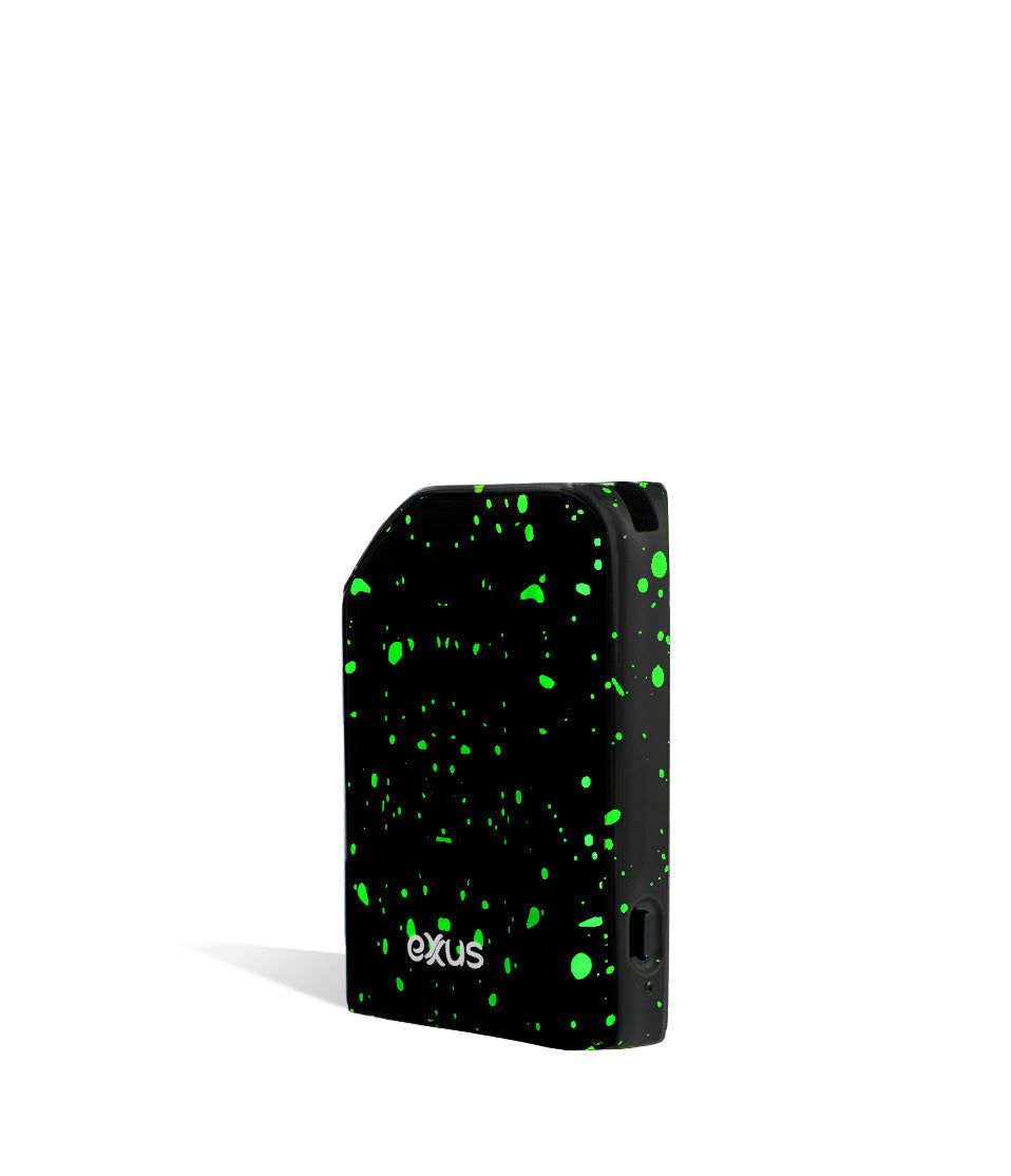 Black Green Spatter side view Exxus Vape MiCare Cartridge Vaporizer on white studio background