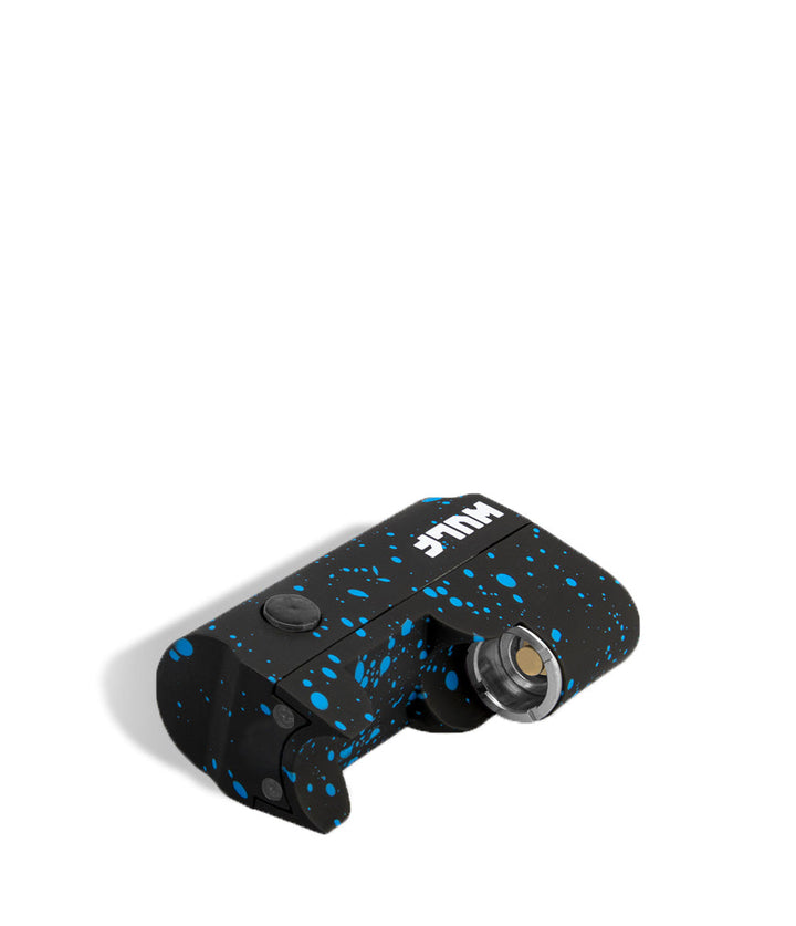 Black Blue Spatter down Wulf Mods Micro Plus Cartridge Vaporizer on white background