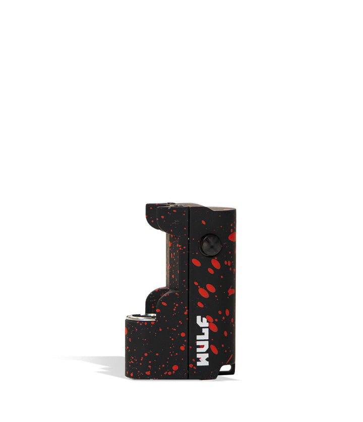 Black Red Spatter Front view Wulf Mods Micro Plus Cartridge Vaporizer on white background