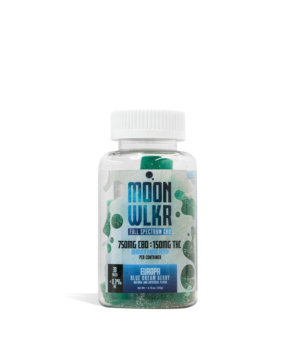Europa  MOONWLKR 25mg CBD | 5mg THC Full Spectrum Edibles on white studio background