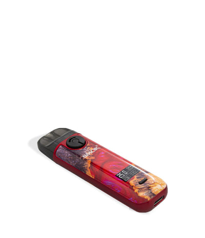 Red Sbilizing Wood bottom view SMOK NOVtaO 4 Pod Kit on white studio background 