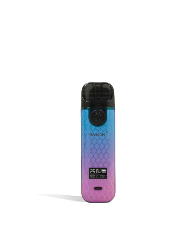 Cyan Pink Cobra front view SMOK NOVO 4 Pod Kit on white studio background