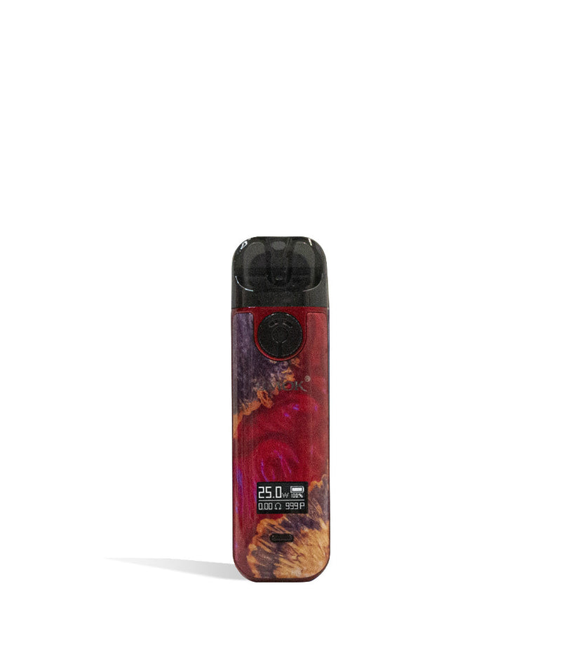 Red Stabilizing Wood front view SMOK NOVO 4 Pod Kit on white studio background