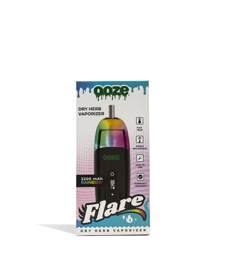 Rainbow Ooze Flare Dry Herb Vaporizer Packaging Front View on White Background