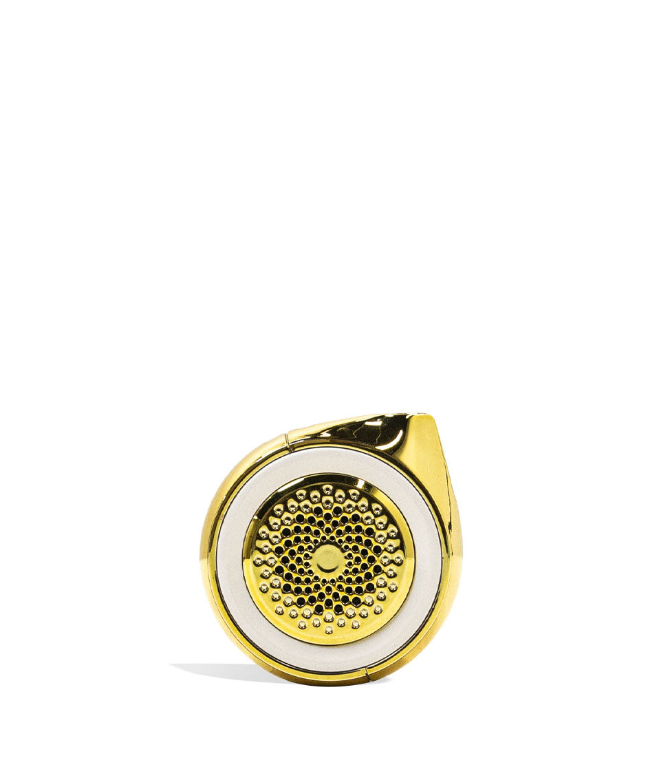 Lucky Gold Ooze Moves Cartridge Vaporizer and Wireless Speaker Back View on White Background