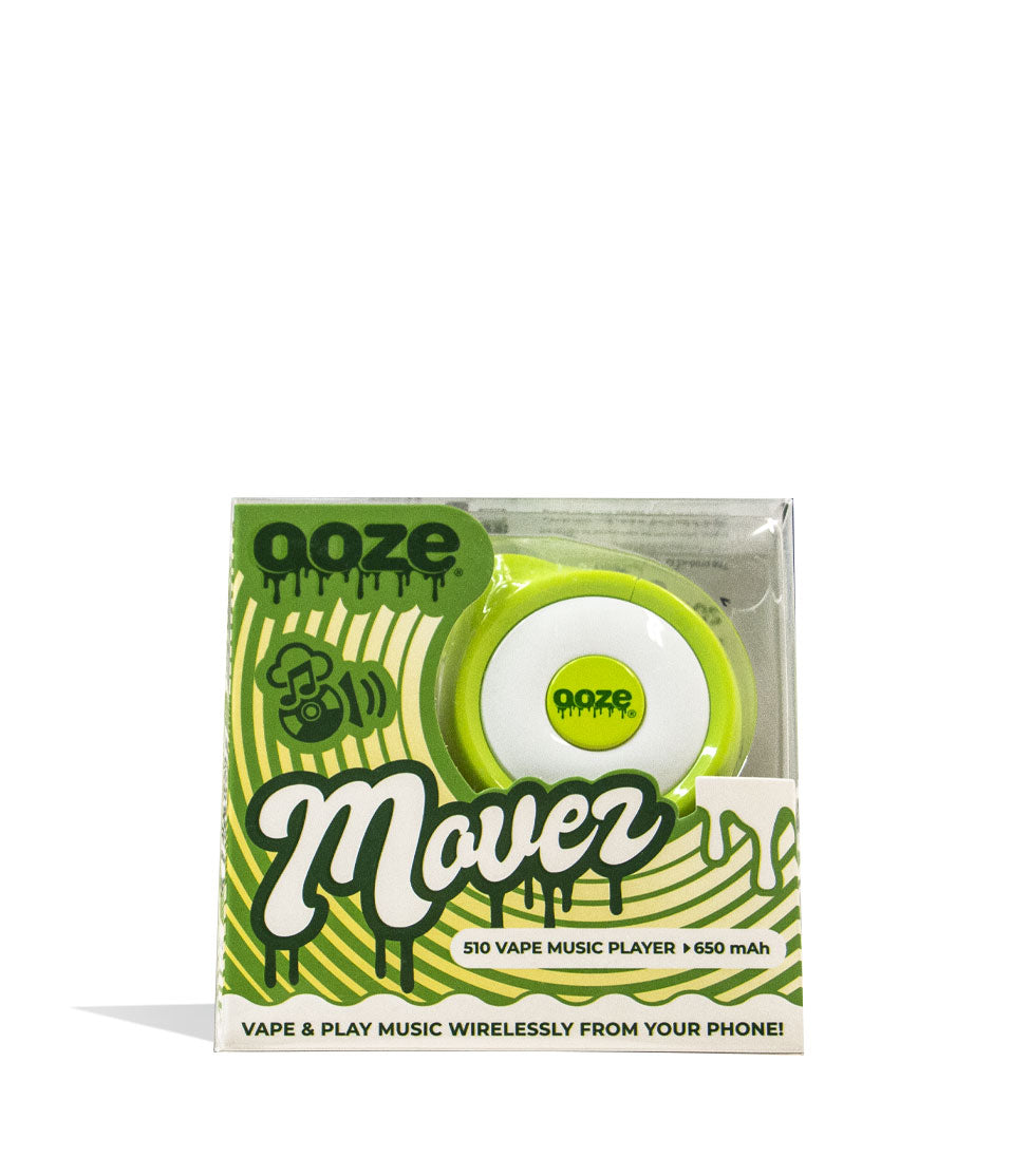 Slime Green Ooze Moves Cartridge Vaporizer and Wireless Speaker Packaging View on White Background