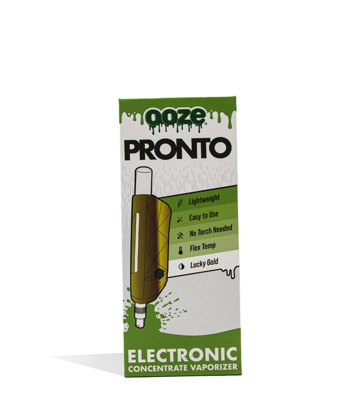 Lucky Gold Ooze Pronto Concentrate Vaporizer Packaging Front View on White Background