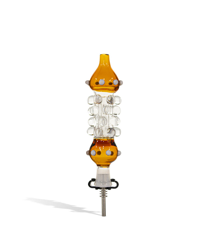 Orange 10mm Nectar Collector Set with Quartz Tip and Dab Jar on white studio background