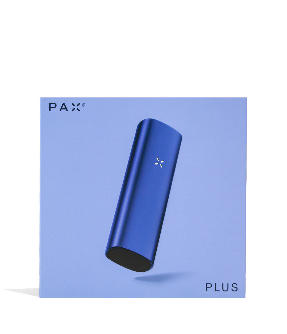 Periwinkle PAX Plus Portable Vaporizer Packaging Front View on White Background
