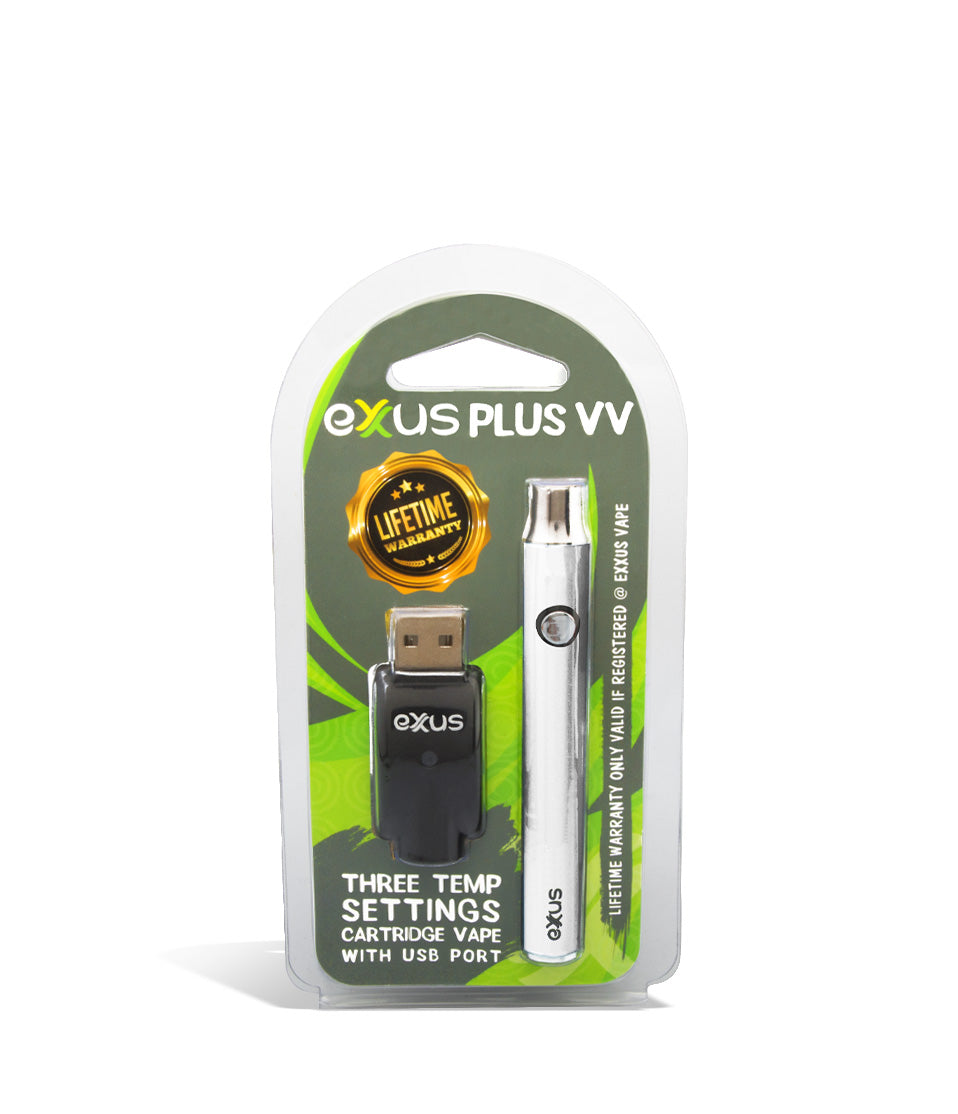 White packaging Exxus Vape Plus VV Cartridge Vaporizer on white background