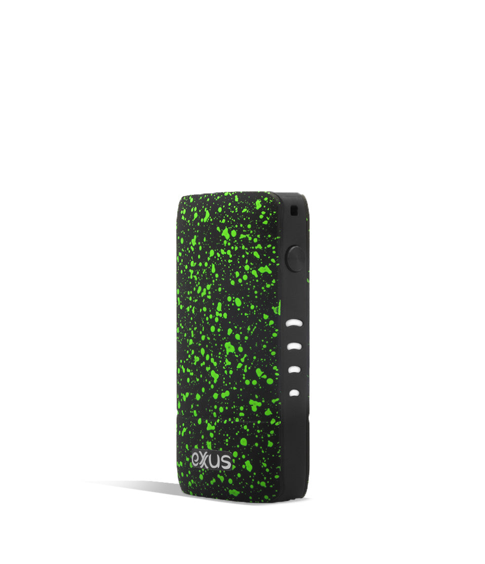 Black Green Spatter side Exxus Vape Push Cartridge Vaporizer on white background