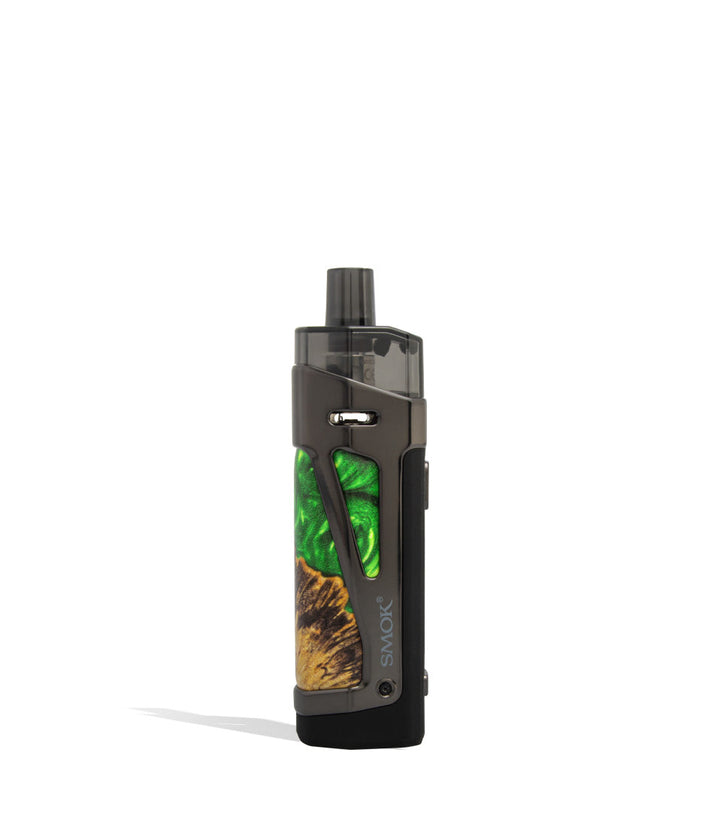 Green Stabilizing Wood right view SMOK Scar P3 80w Pod Kit with Internal Battery on white studio background