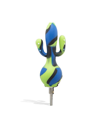 Green/Blue/Black Silicone Cactus Honey Straw with 10mm Ti Tip on white background