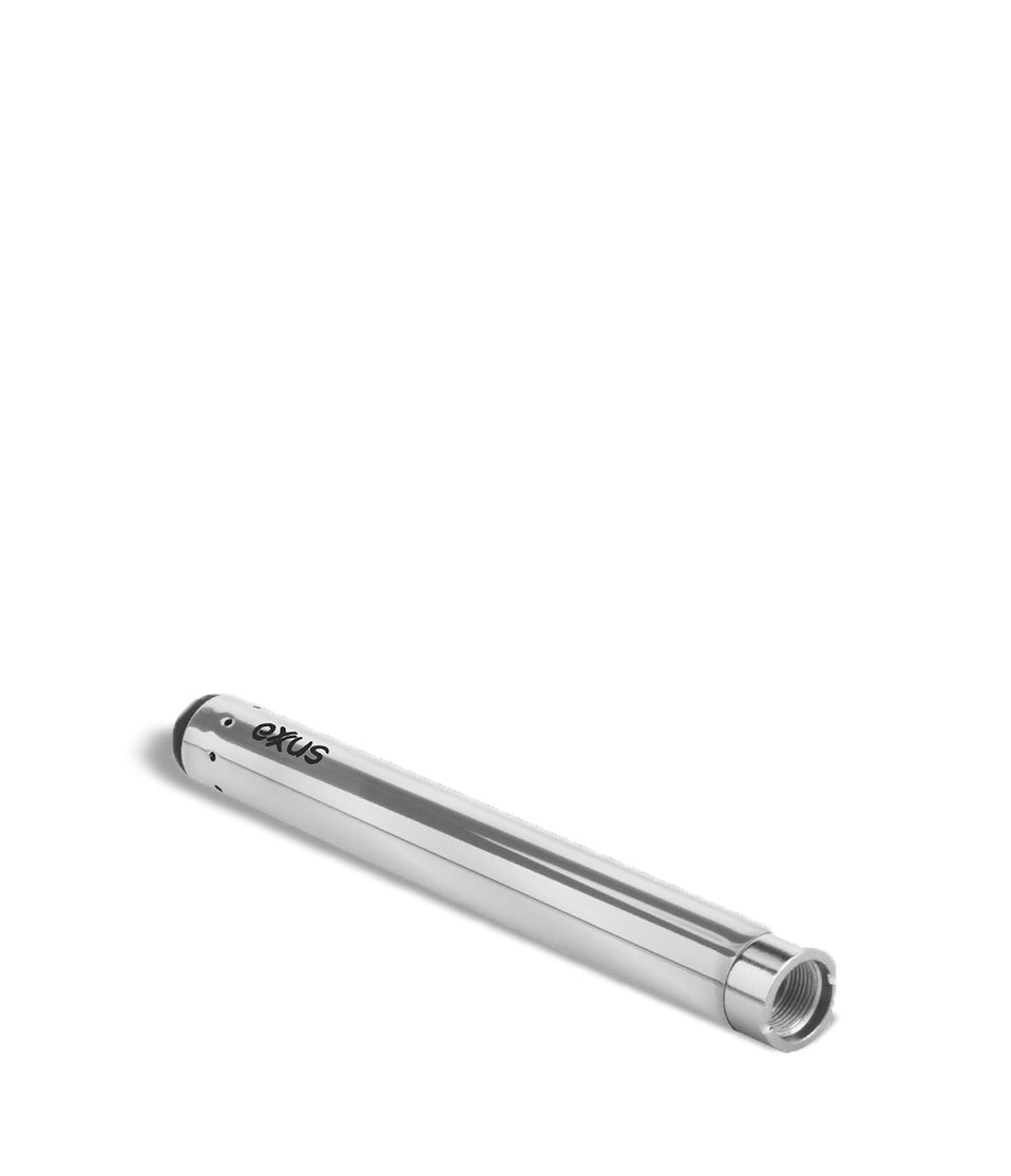 Silver top view Exxus Vape Slim Auto Draw Cartridge Vaporizer on white studio background