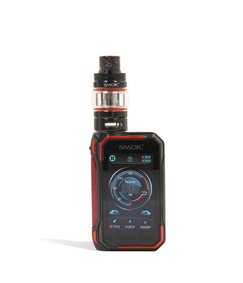 Black Red front view SMOK G-PRIV 3 230w Box Mod Starter Kit on white studio background