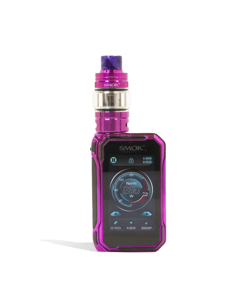 Purple front view SMOK G-PRIV 3 230w Box Mod Starter Kit on white studio background