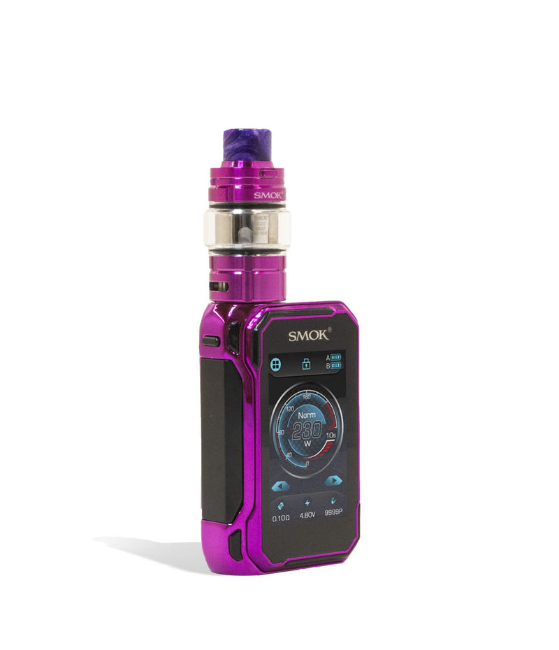 Purple side view SMOK G-PRIV 3 230w Box Mod Starter Kit on white studio background