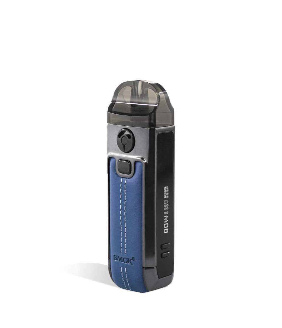 Leather Blue side view SMOK Nord 4 80w Pod Starter Kit on white background