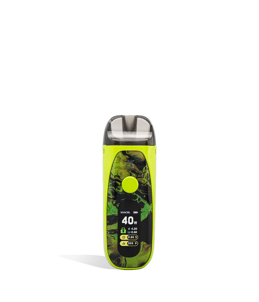 Yellow front view SMOK POZZ X 40w Pod System on white studio background