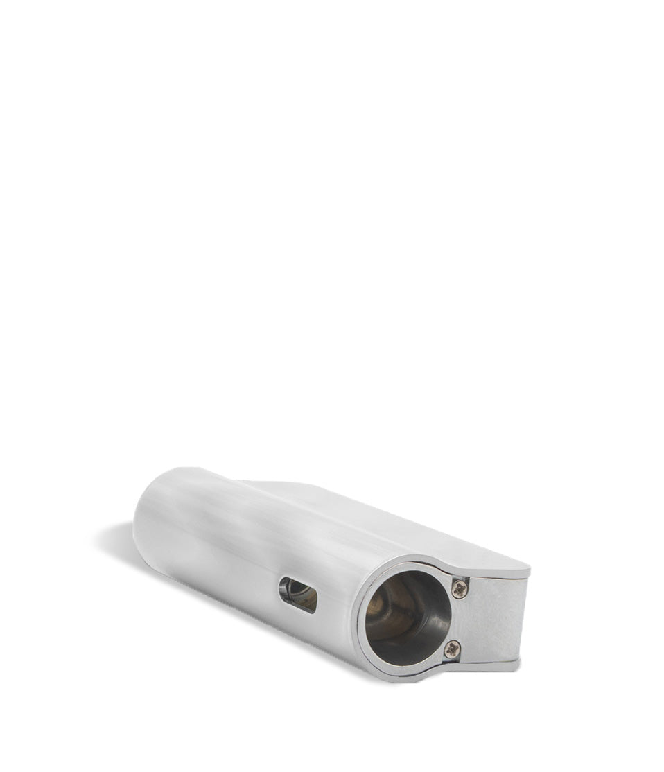 Silver Tech top view Exxus Vape Snap VV Mini Cartridge Vaporizer on white studio background