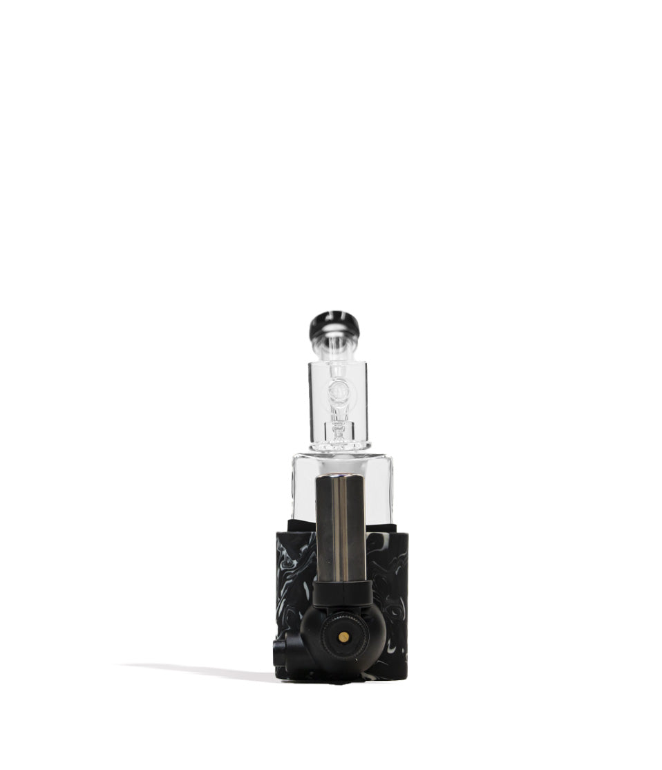 Black White Front Stache Rio Portable Dab Rig on white studio background