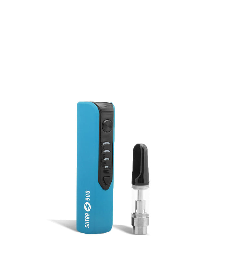 Blue side with cart Sutra Vape STIK 900 Cartridge Vaporizer on white studio background