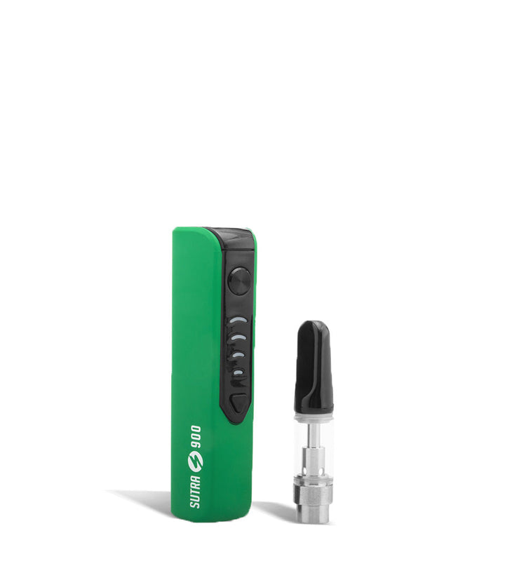 Green side with cart Sutra Vape STIK 900 Cartridge Vaporizer on white studio background