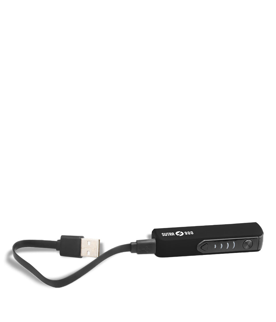 Black with charger Sutra Vape STIK 900 Cartridge Vaporizer on white studio background