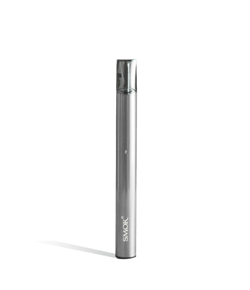 Stainless Steel front view SMOK SLM 250 mah Pod Kit on white studio background