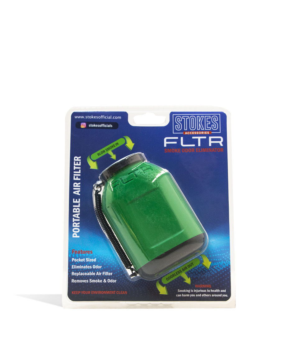 Green Stokes FLTR Smoke Odor Eliminator with Replaceable Filters Front View on White Background