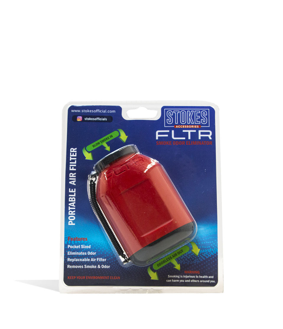 Red Stokes FLTR Smoke Odor Eliminator with Replaceable Filters Front View on White Background