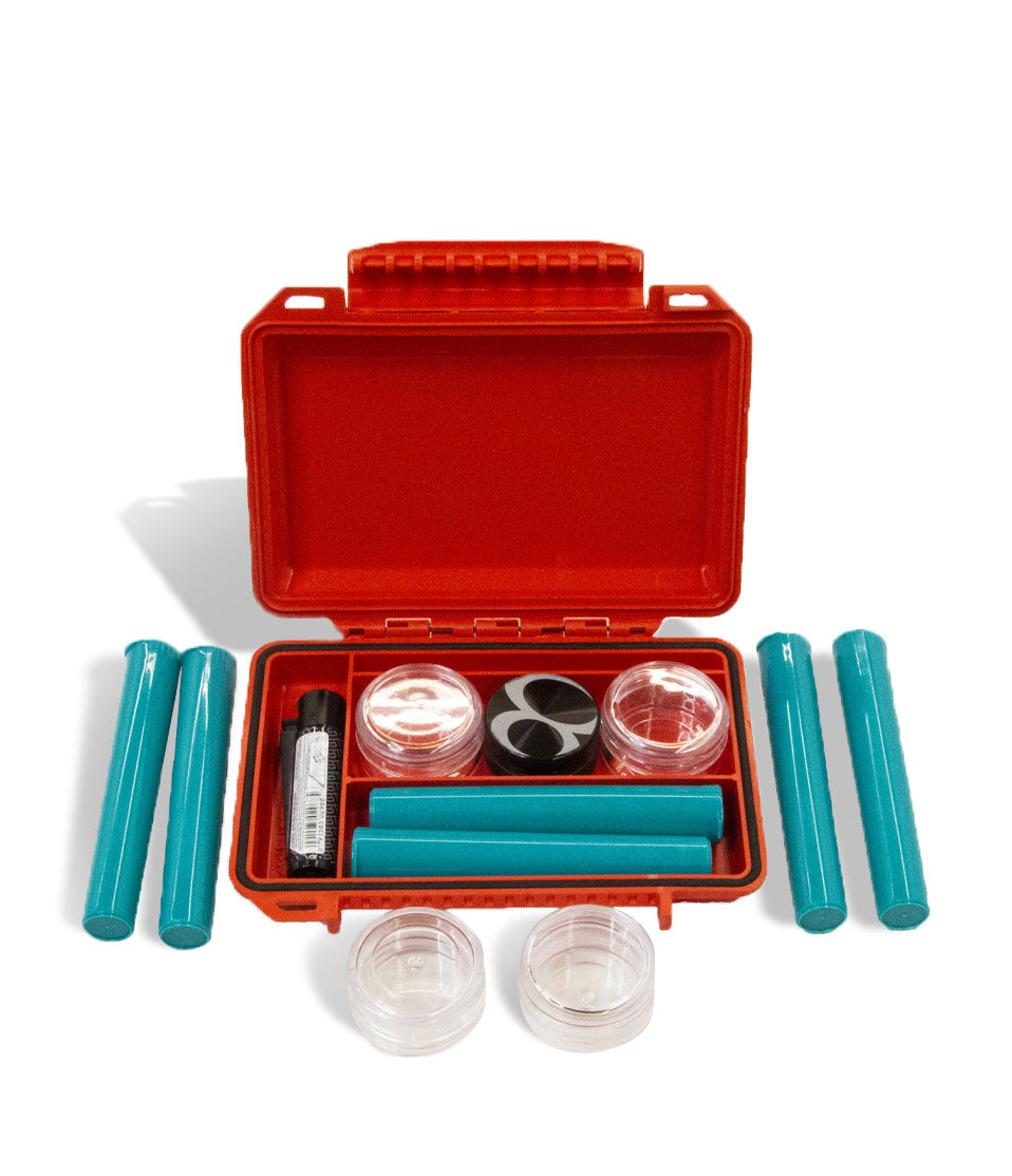 Red Opened STR8 Essentials 3D Printed Roll Kit Mini on white studio background