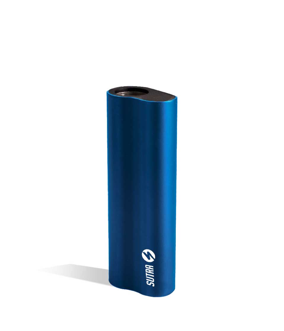Blue front view Sutra Vape Auto Cartridge Vaporizer on white background