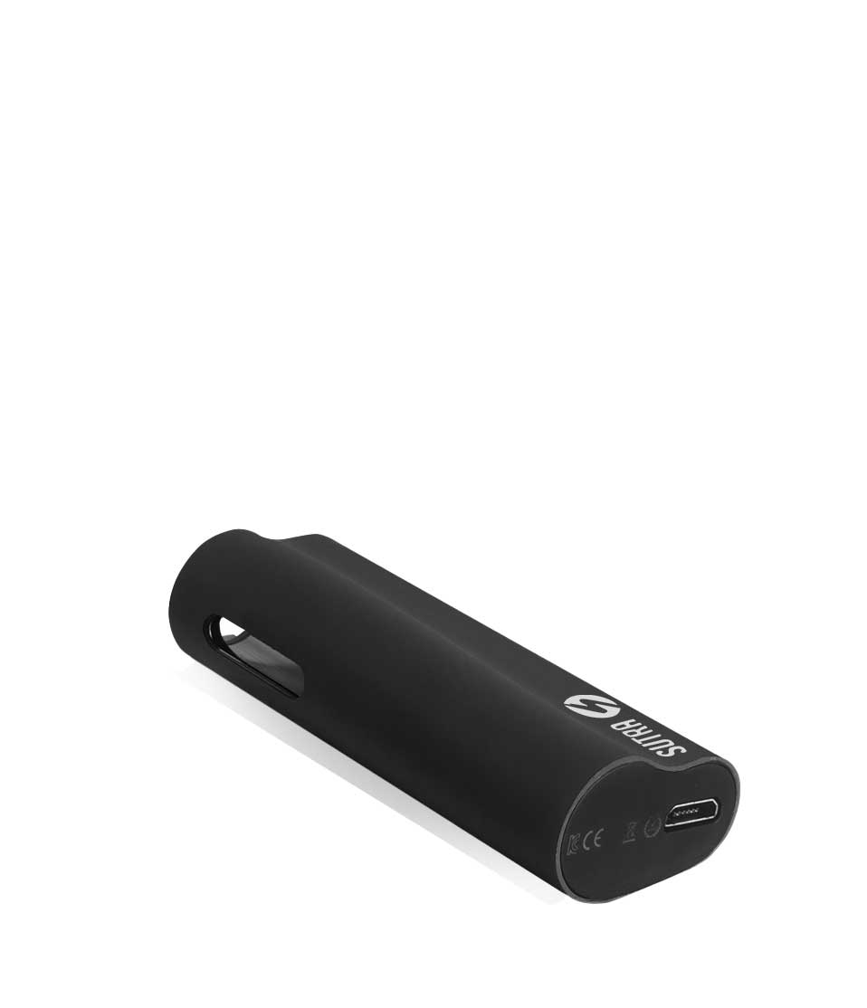 Black bottom view Sutra Vape Auto Cartridge Vaporizer on white background