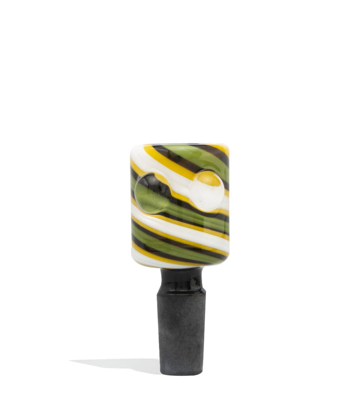 Yellow/Green/Black/White Swirl Colored Bowl on white background