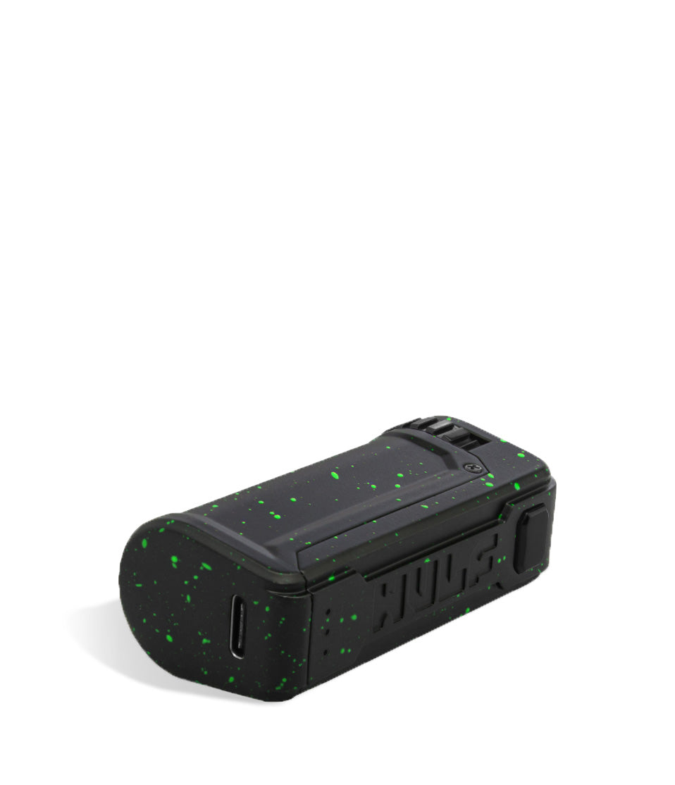 Black Green Spatter bottom Wulf Mods UNI S Adjustable Cartridge Vaporizer on white background