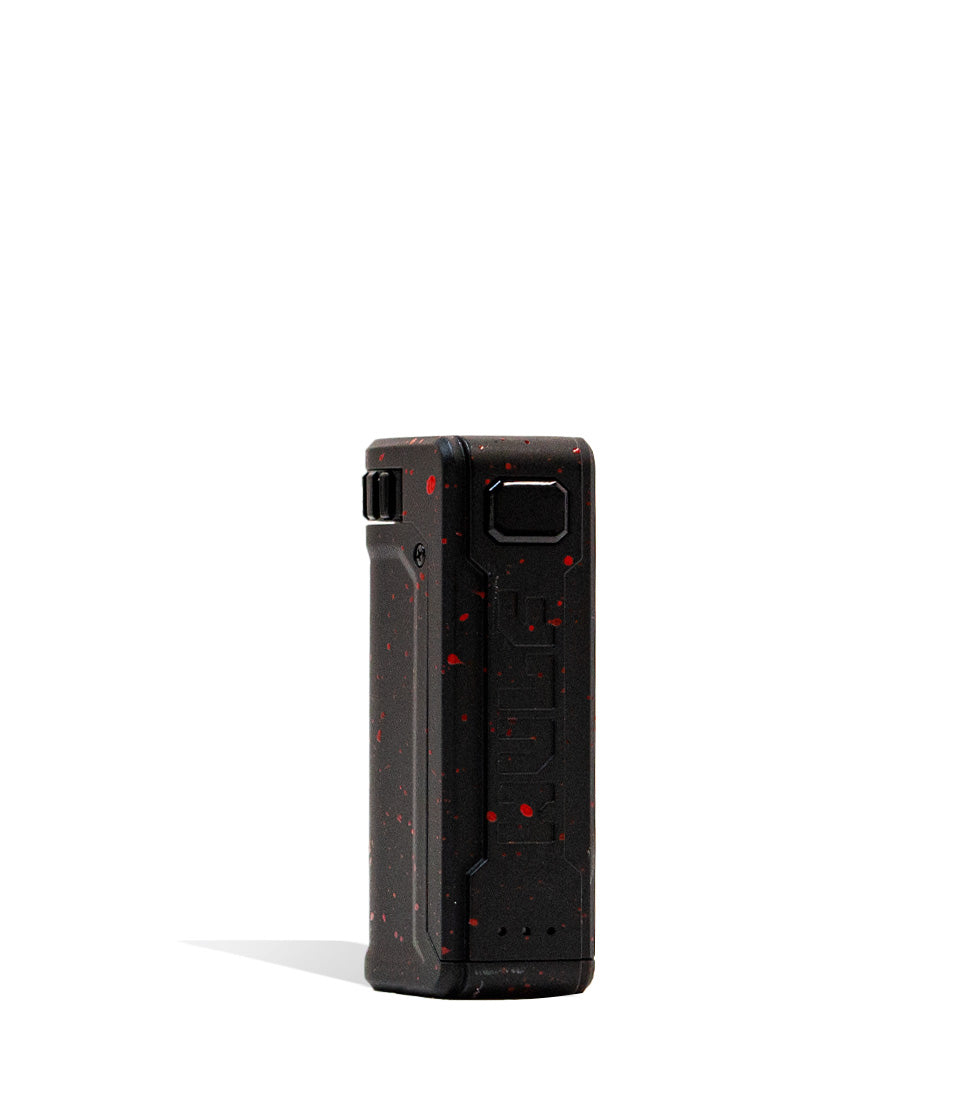 Black Red Spatter Front View Wulf Mods UNI S Adjustable Cartridge Vaporizer on white background