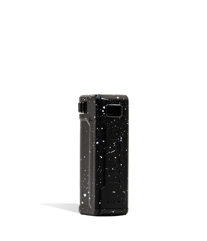 Black White Spatter Front View Wulf Mods UNI S Adjustable Cartridge Vaporizer on white background