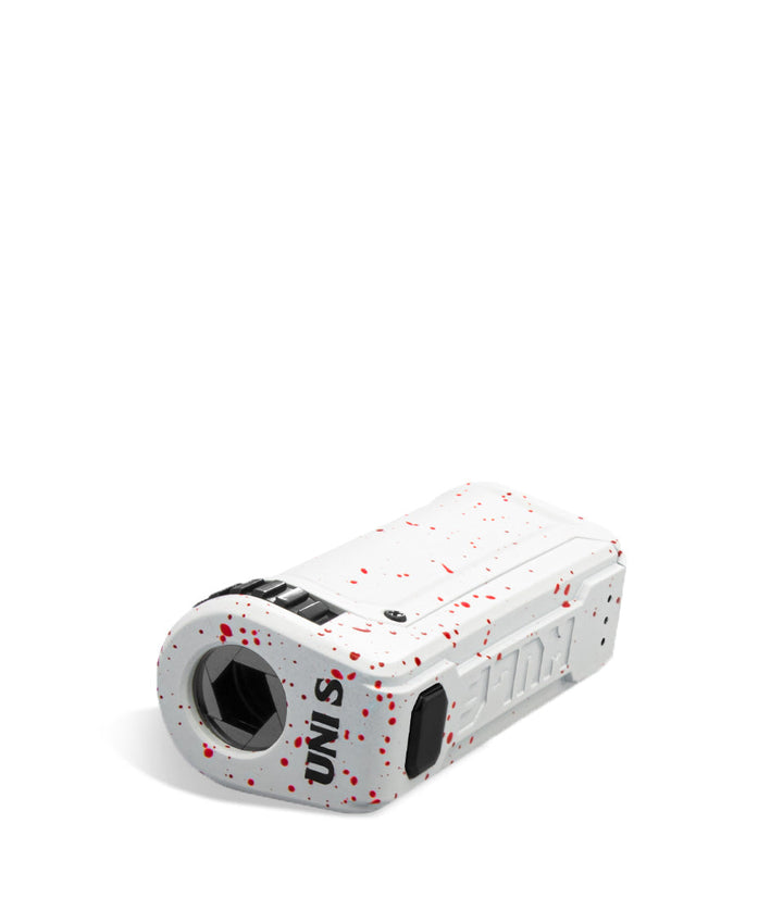 White Red Spatter Top Wulf Mods UNI S Adjustable Cartridge Vaporizer on white background