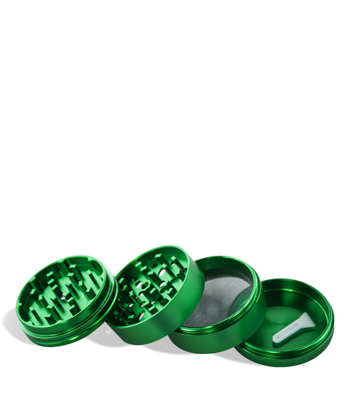 Green open Wulf Mods 65mm 4pc Grinder on white studio background