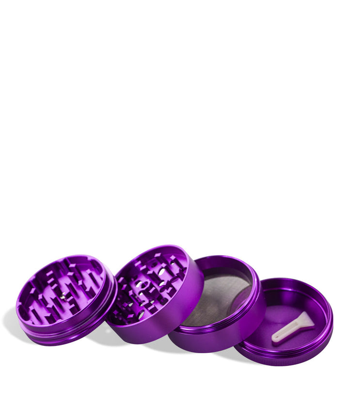 Purple open Wulf Mods 65mm 4pc Grinder on white studio background