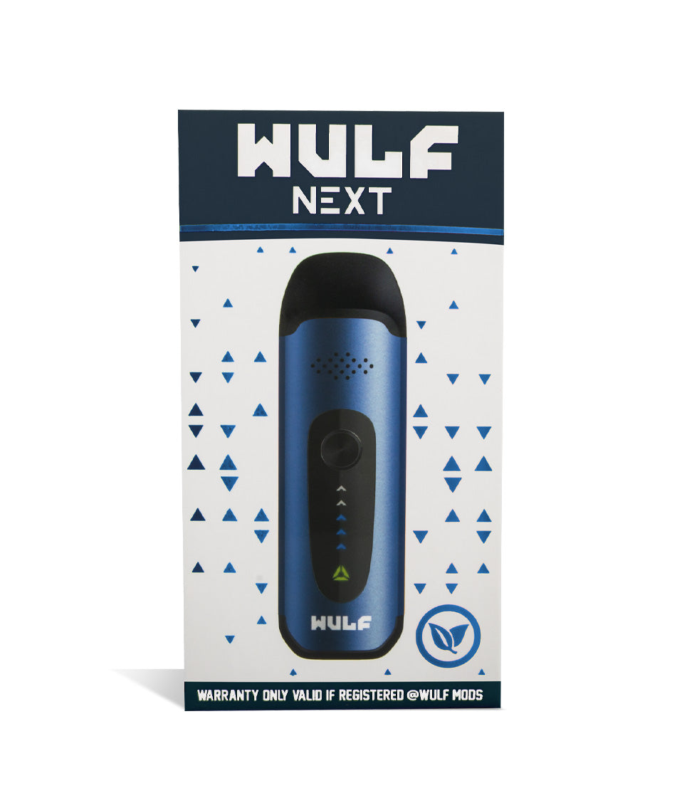Blue Box Wulf Mods Next Vaporizer on white studio background