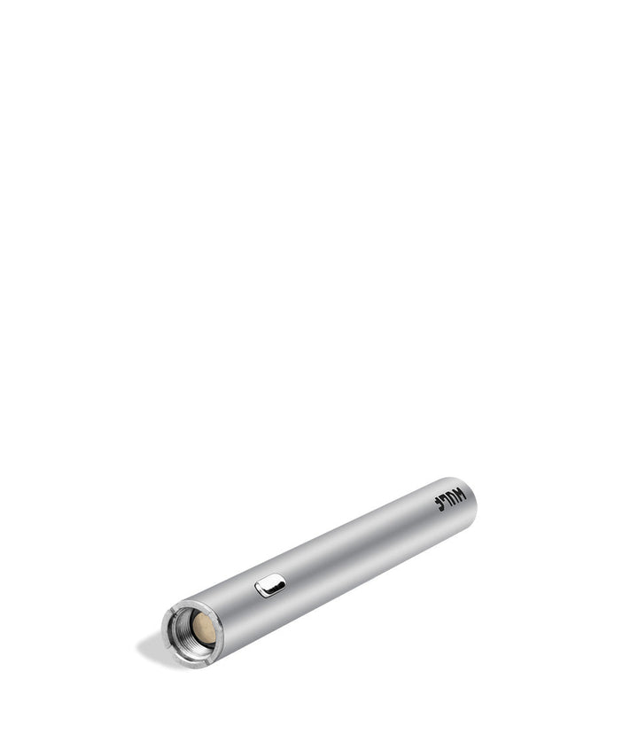 Silver top view Wulf Mods SLK Vape Pen on white studio background