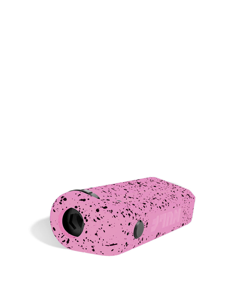 Pink Black Spatter Down view Wulf Mods UNI Adjustable Cartridge Vaporizer on white studio background