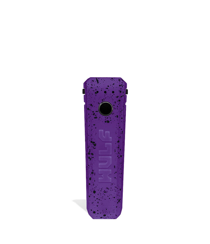 Purple Black Spatter face Wulf Mods UNI Adjustable Cartridge Vaporizer on white studio background